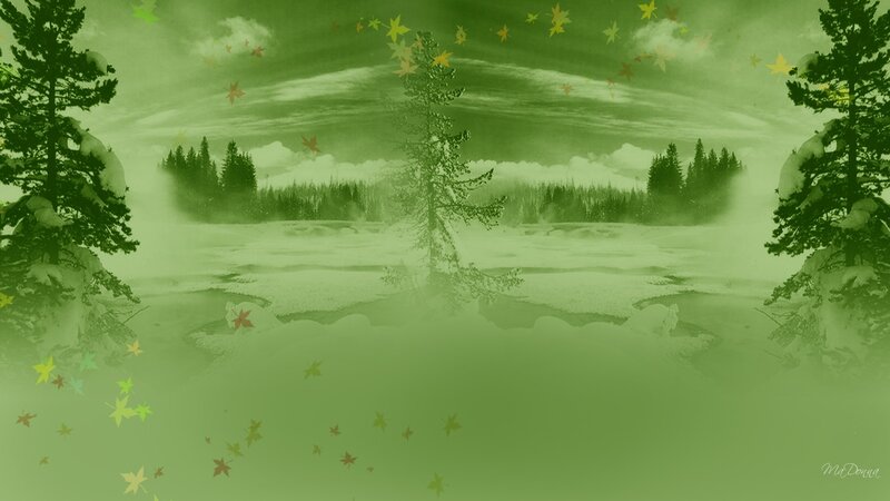 Snowy Forest Landscape — Green