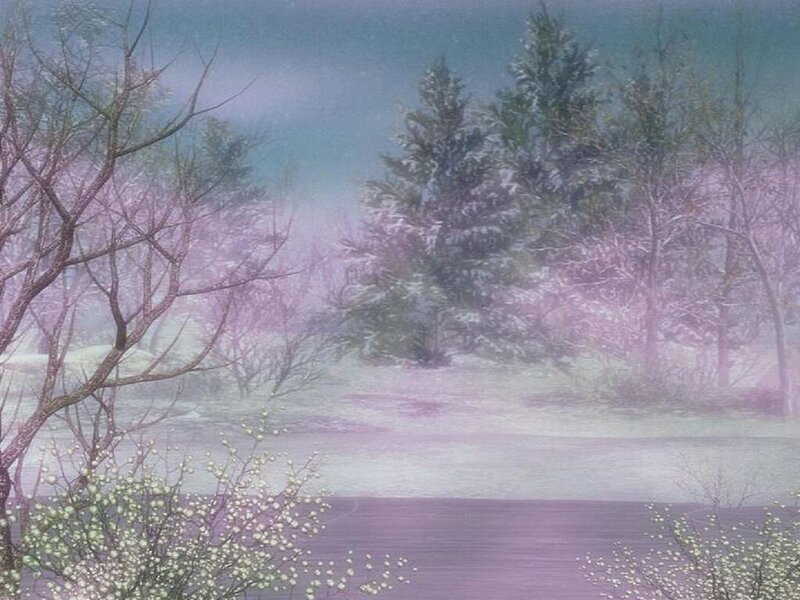 Snowy Forest Landscape — Purple