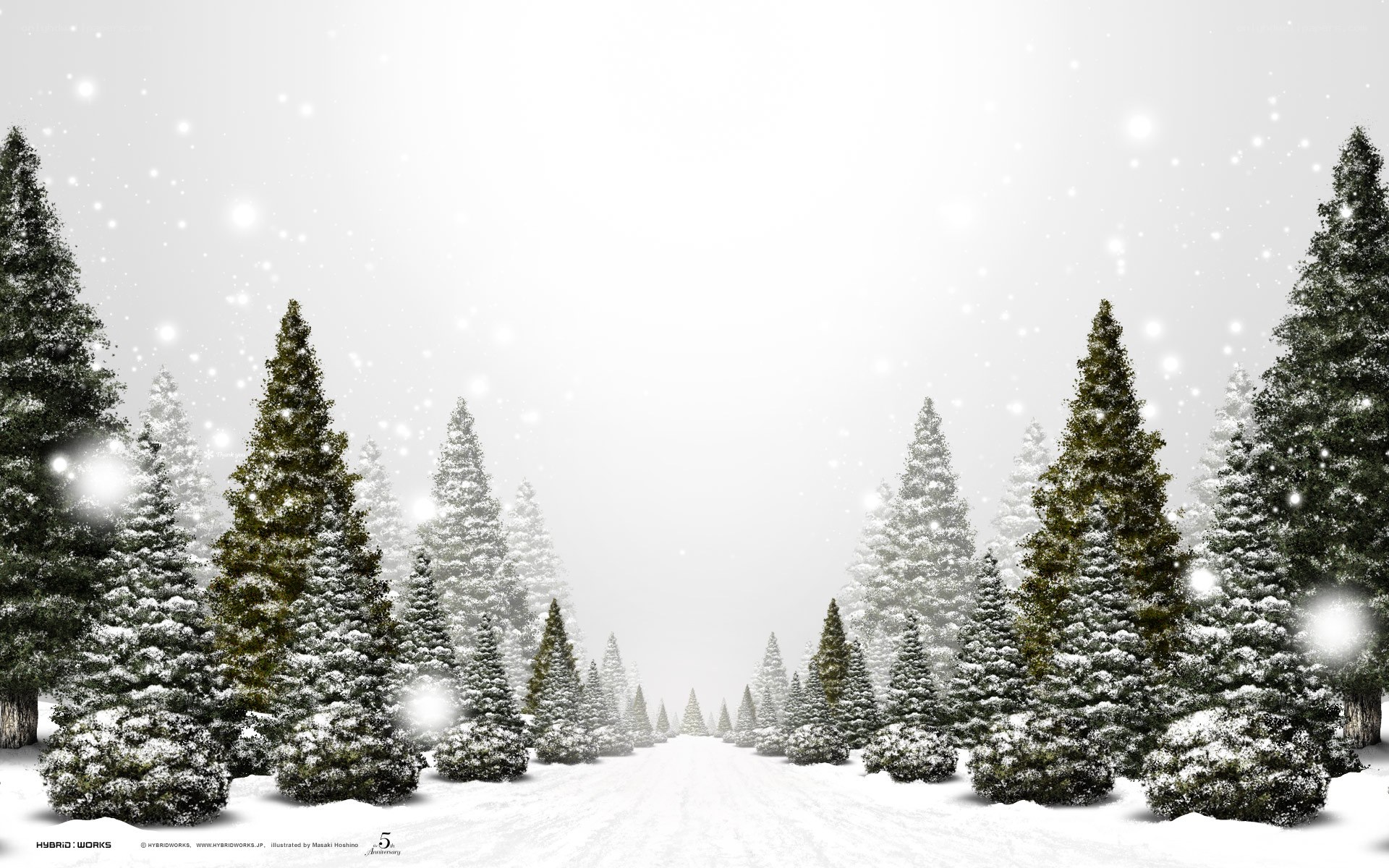 Snowy forest path