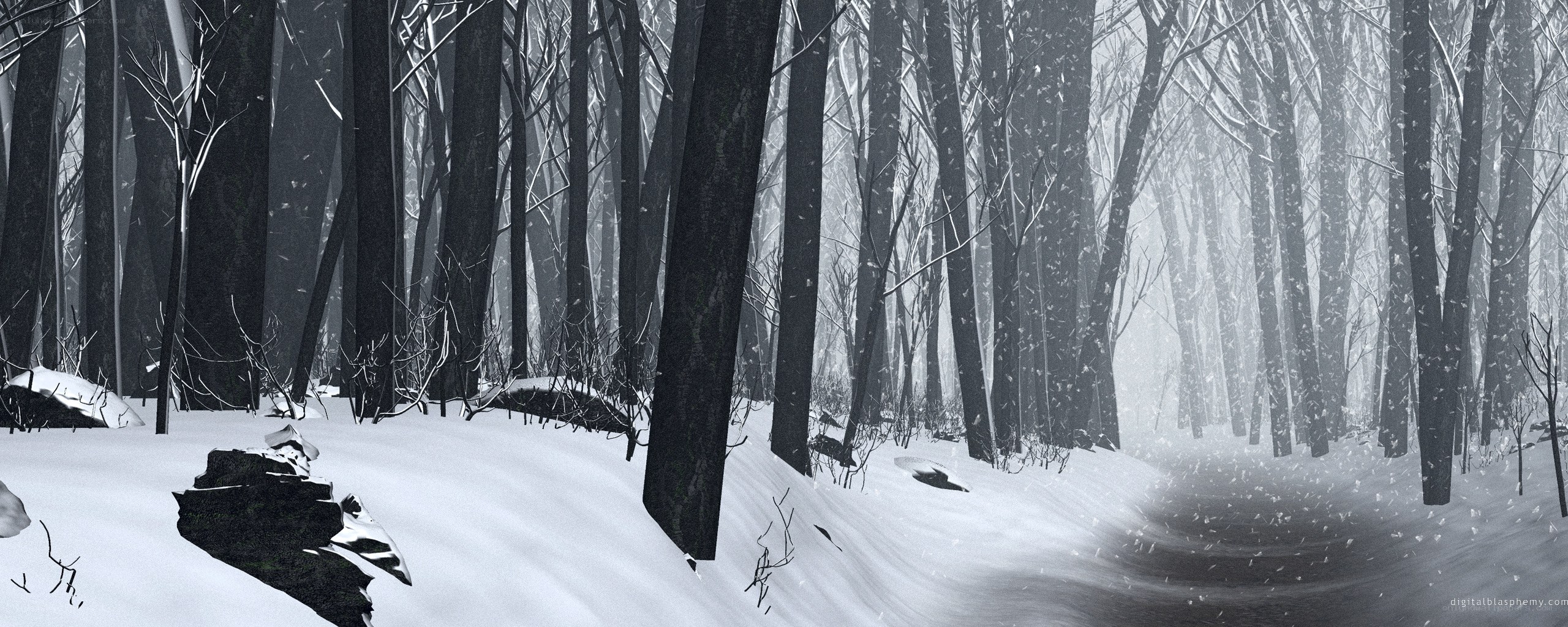 snowy forest path