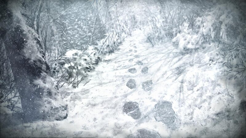 snowy forest path