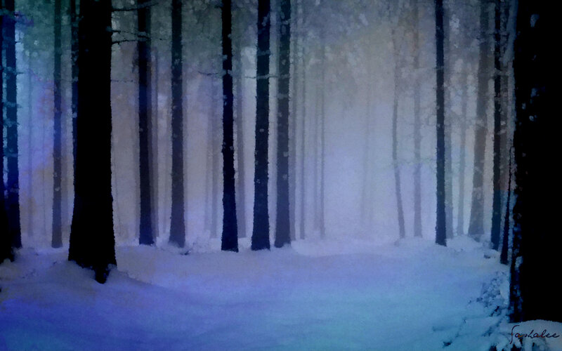 Snowy Forest Path — Blue, Serene, Winter