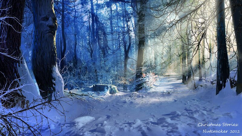 Snowy Forest Path — Blue