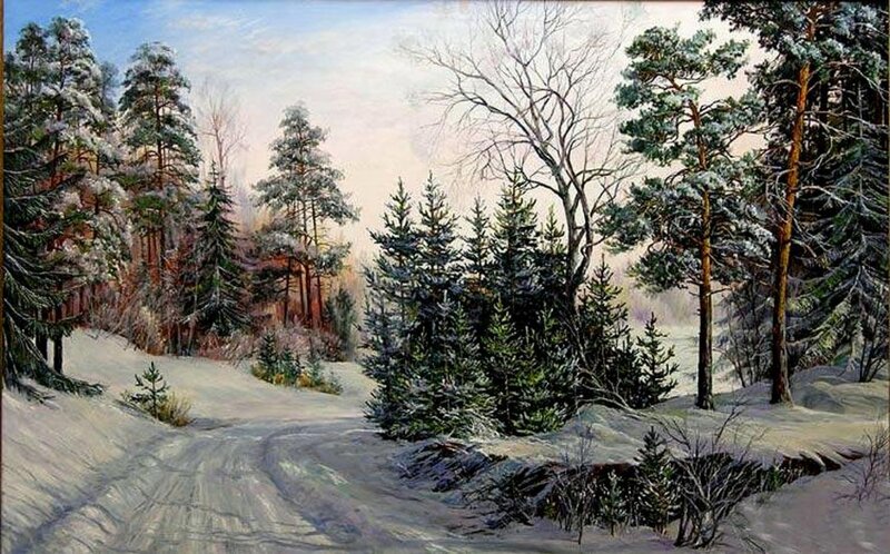 Snowy Forest Path — White, Serene