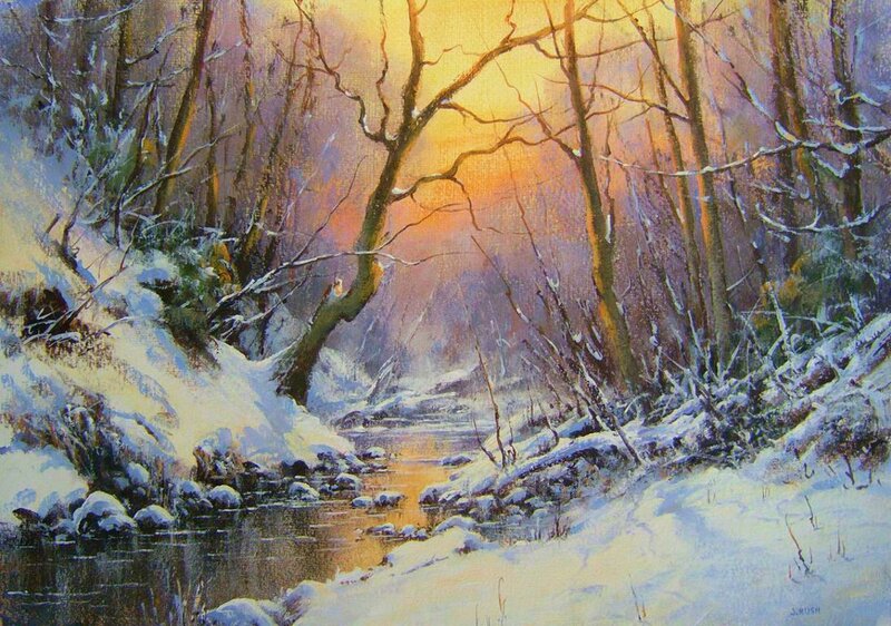 Snowy Forest Stream — Yellow
