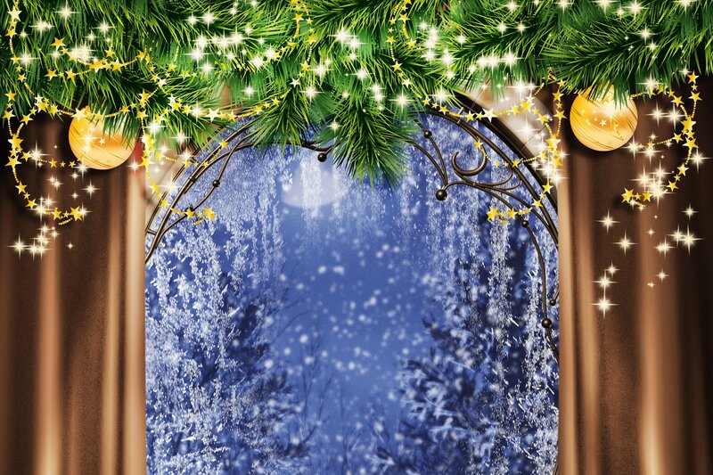 Snowy Forest View — Green