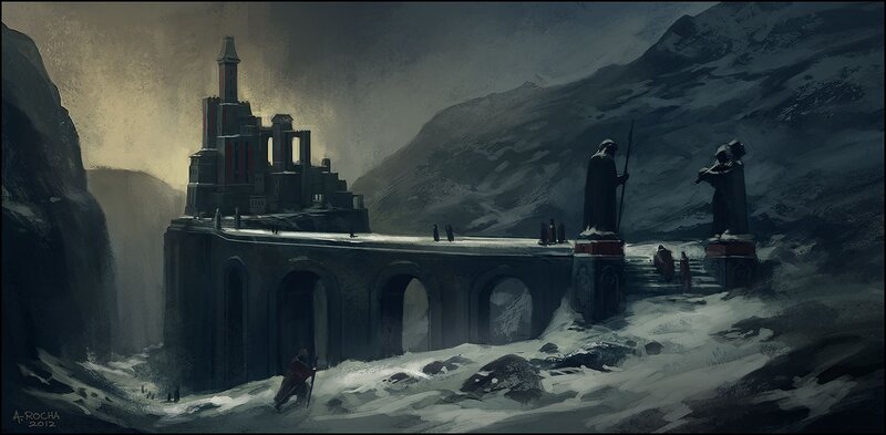 Snowy fortress in a mountain pass