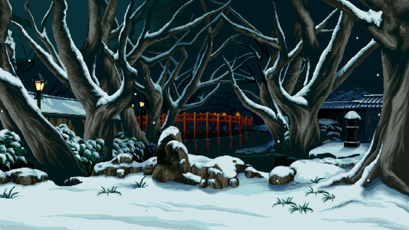 Snowy Garden at Night — White