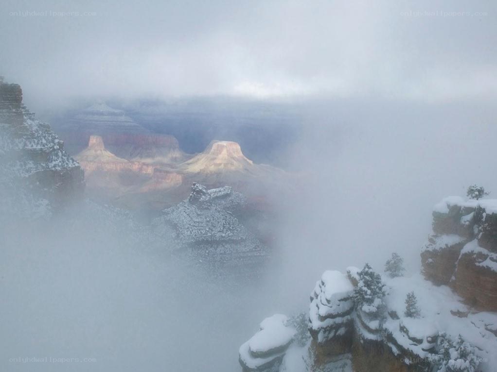 Snowy Grand Canyon view