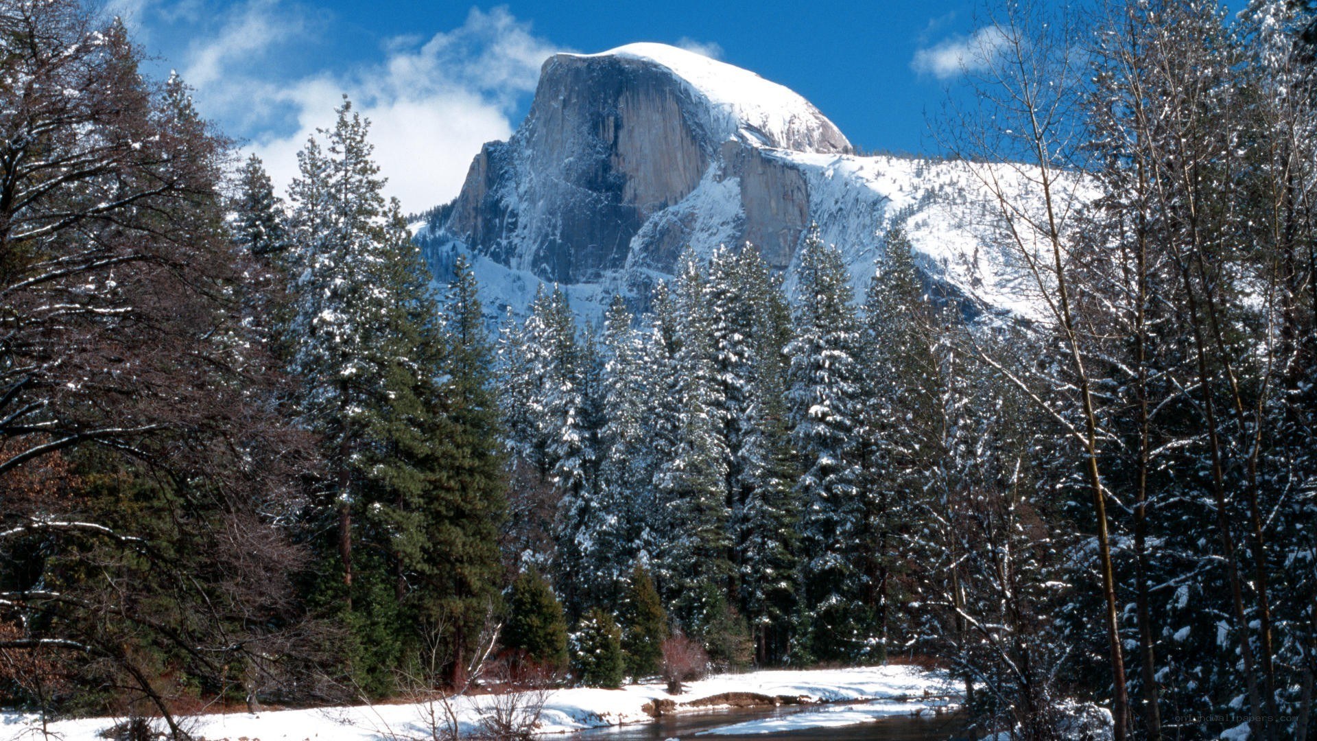Snowy Half Dome in Yosemite