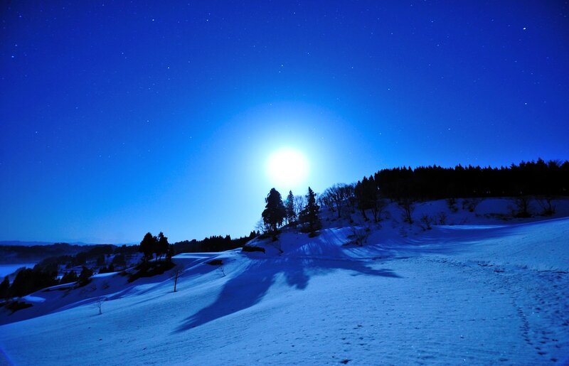 Snowy Hill under Moonlight