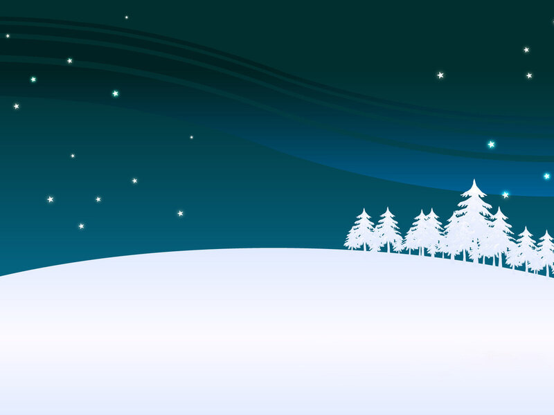 Snowy Hill with Trees — White