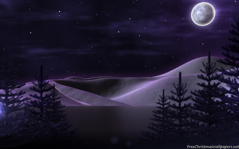 Snowy Hills under Moon — Purple