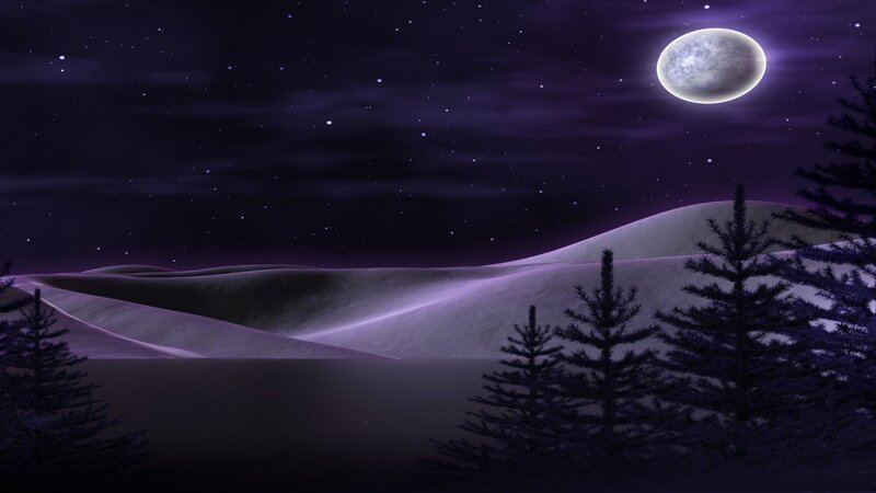 Snowy Hills under Moon