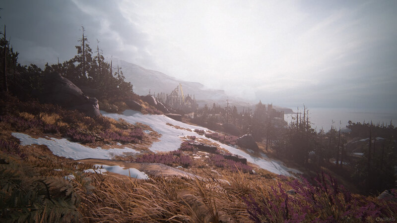 Snowy Hillside with Castle