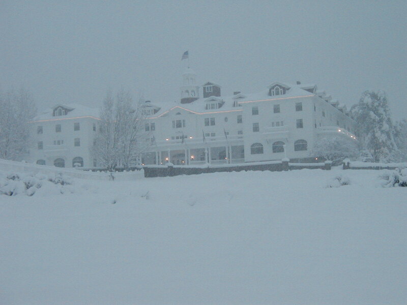 snowy hotel during blizzard