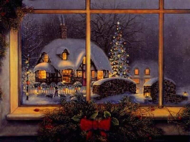 Snowy House at Night — White, Peaceful