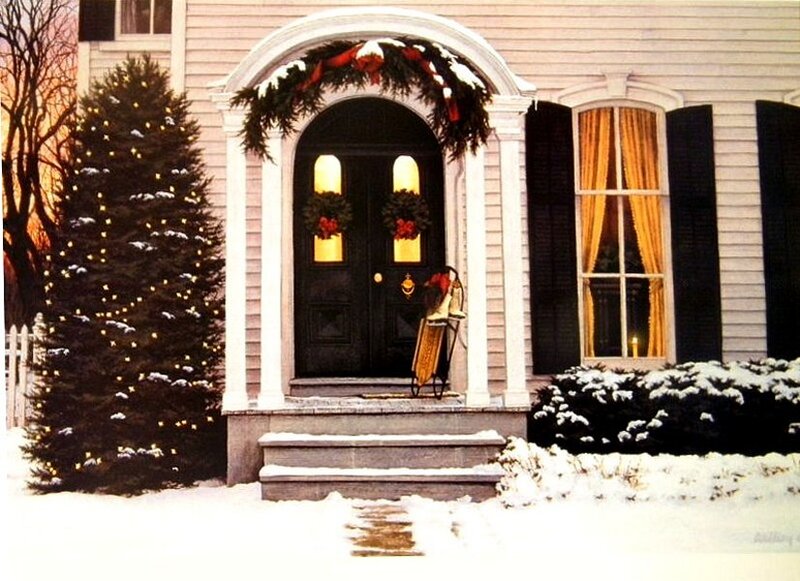 Snowy House Front — White