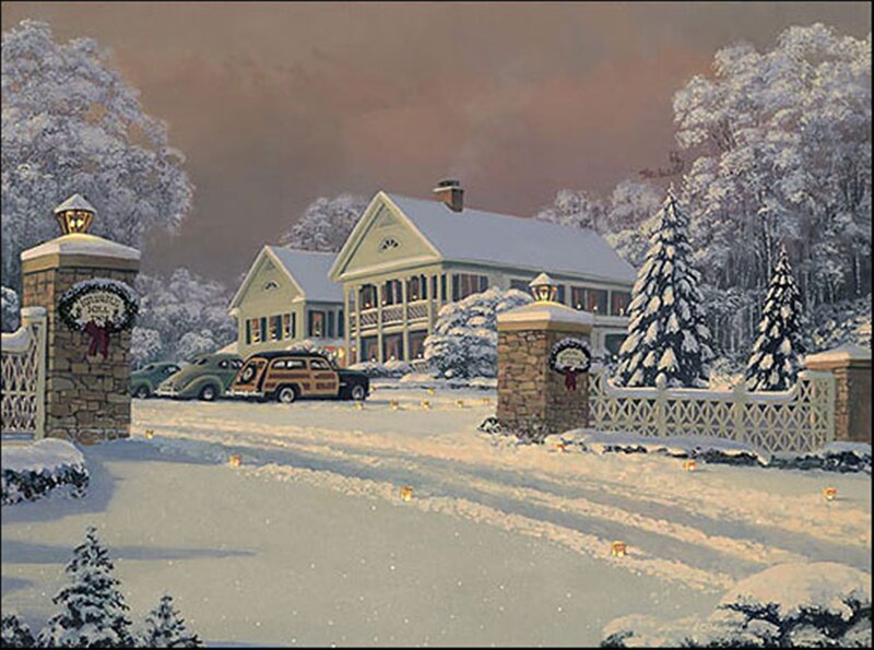 Snowy House with Cars