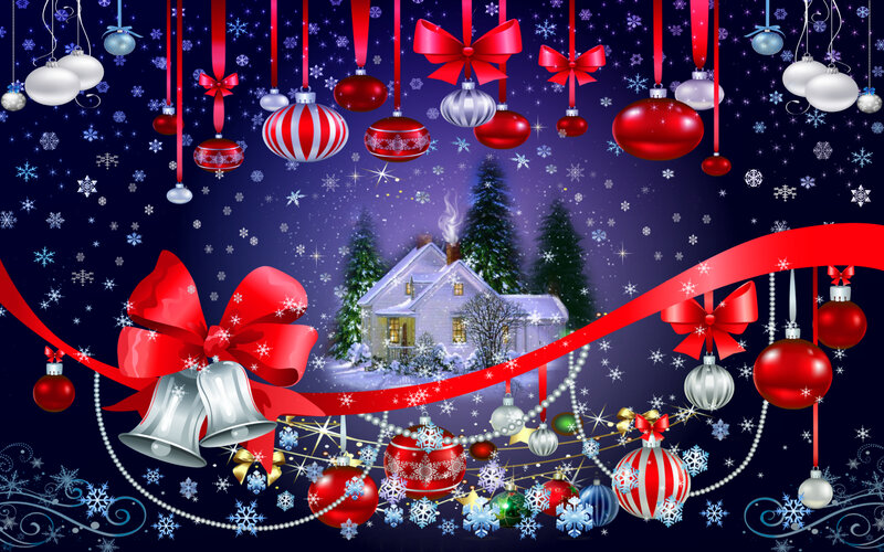 Snowy House with Ornaments