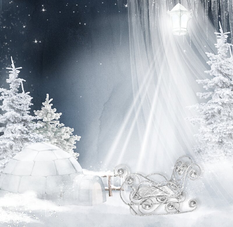 Snowy Igloo and Sleigh