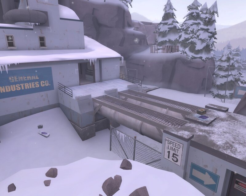 snowy industrial facility