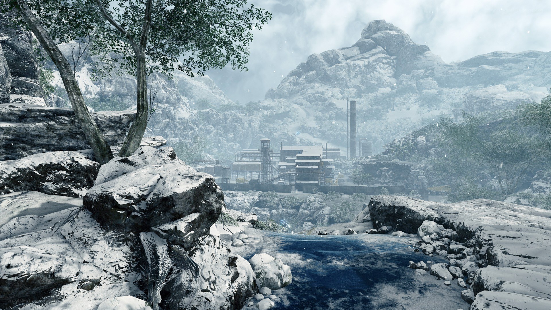 snowy industrial valley