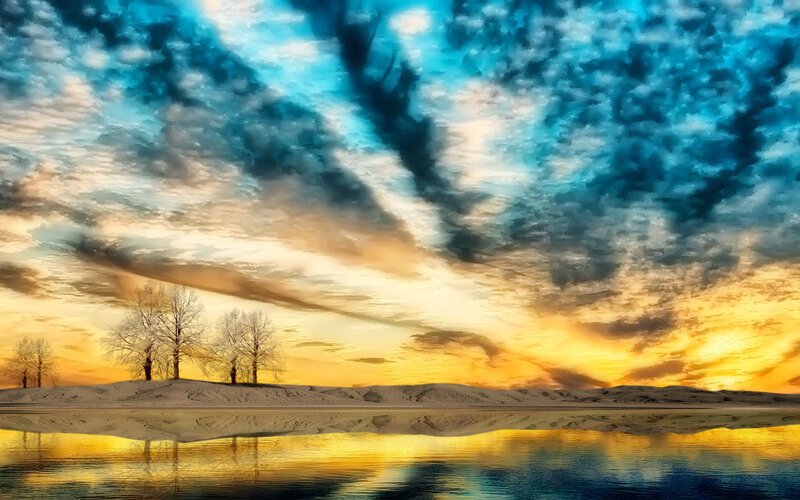 Snowy Island with Trees