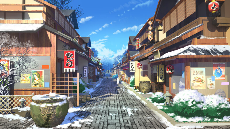 Snowy Japanese Street
