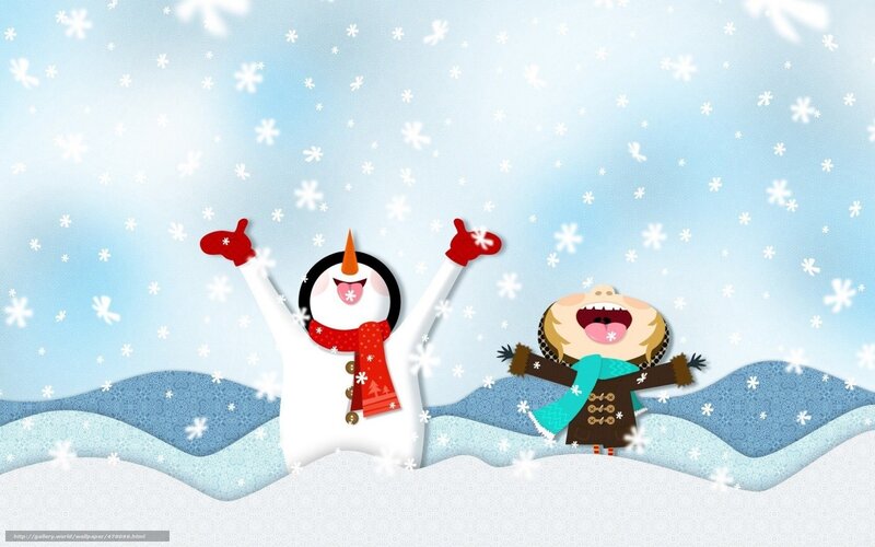 Snowy joy with snowman