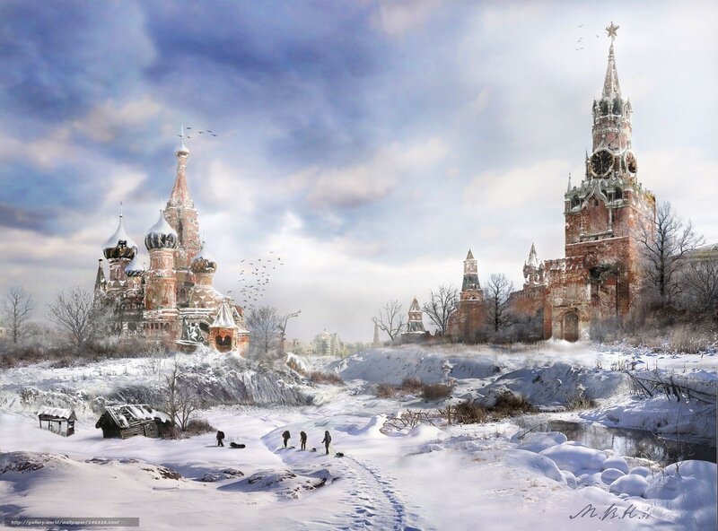 Snowy Kremlin landscape