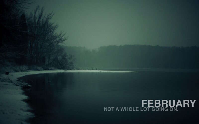 Snowy Lake in Winter — Blue, Dreary
