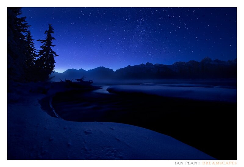 Snowy Lake under Stars