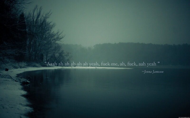 snowy lake with quote