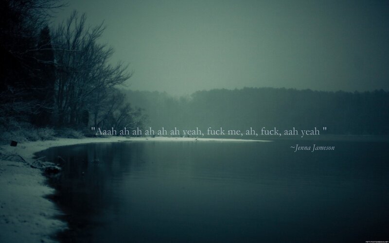 snowy lake with quote