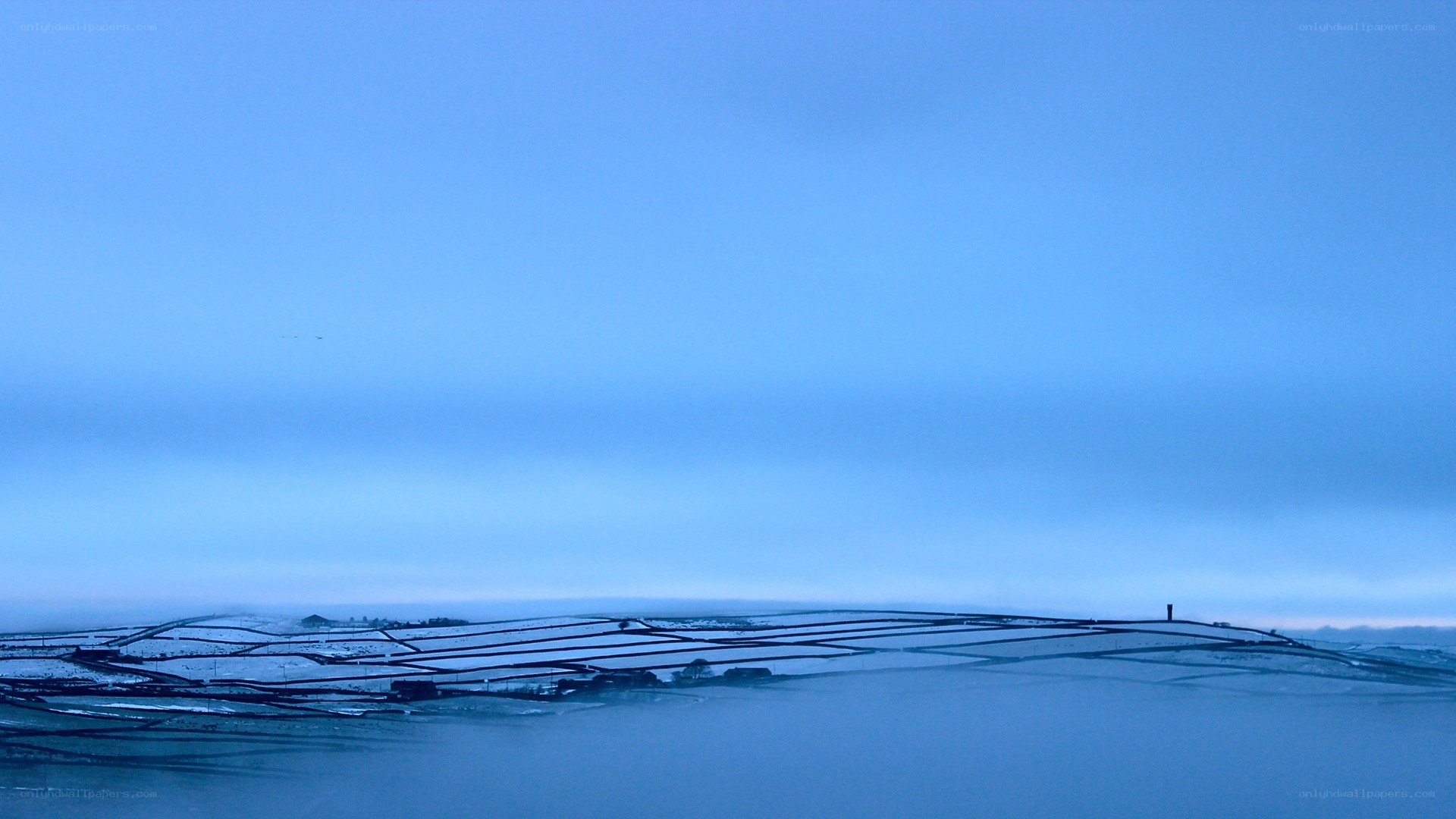 Snowy landscape at dawn