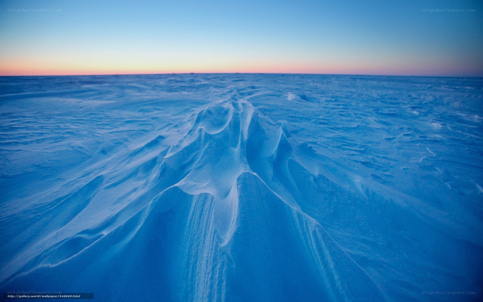 Snowy landscape at dusk