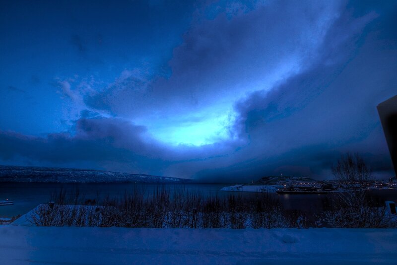 Snowy Landscape at Night — Blue