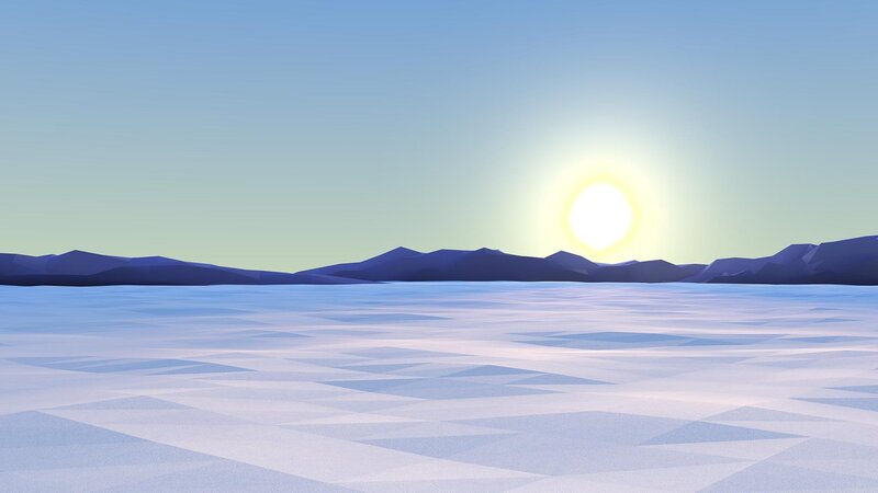 Snowy Landscape at Sunrise — Blue, Serene