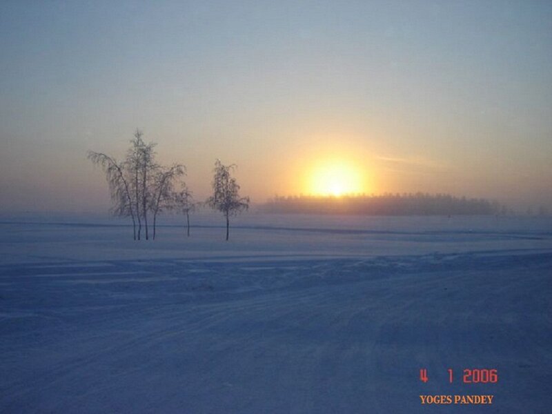 Snowy Landscape at Sunrise — Blue