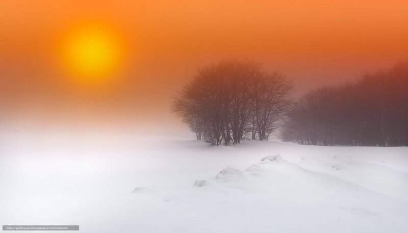 Snowy Landscape at Sunrise — Orange