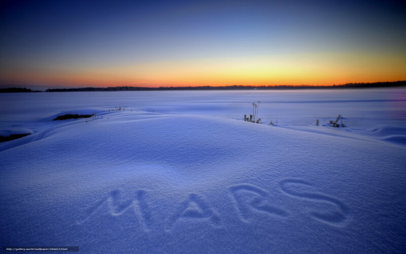 Snowy landscape at sunset