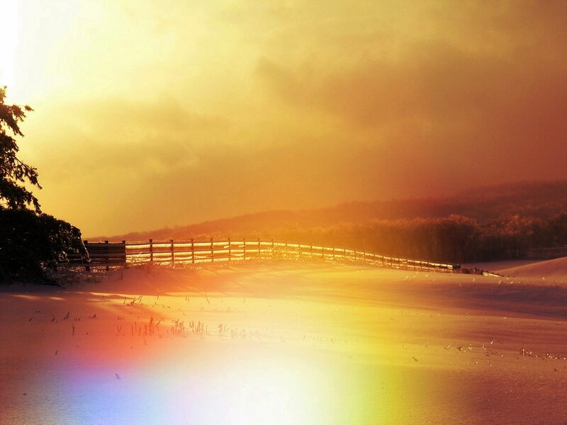 Snowy Landscape at Sunset — Yellow