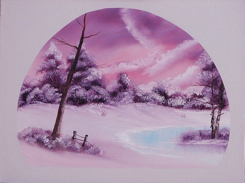 Snowy Landscape Painting — Purple