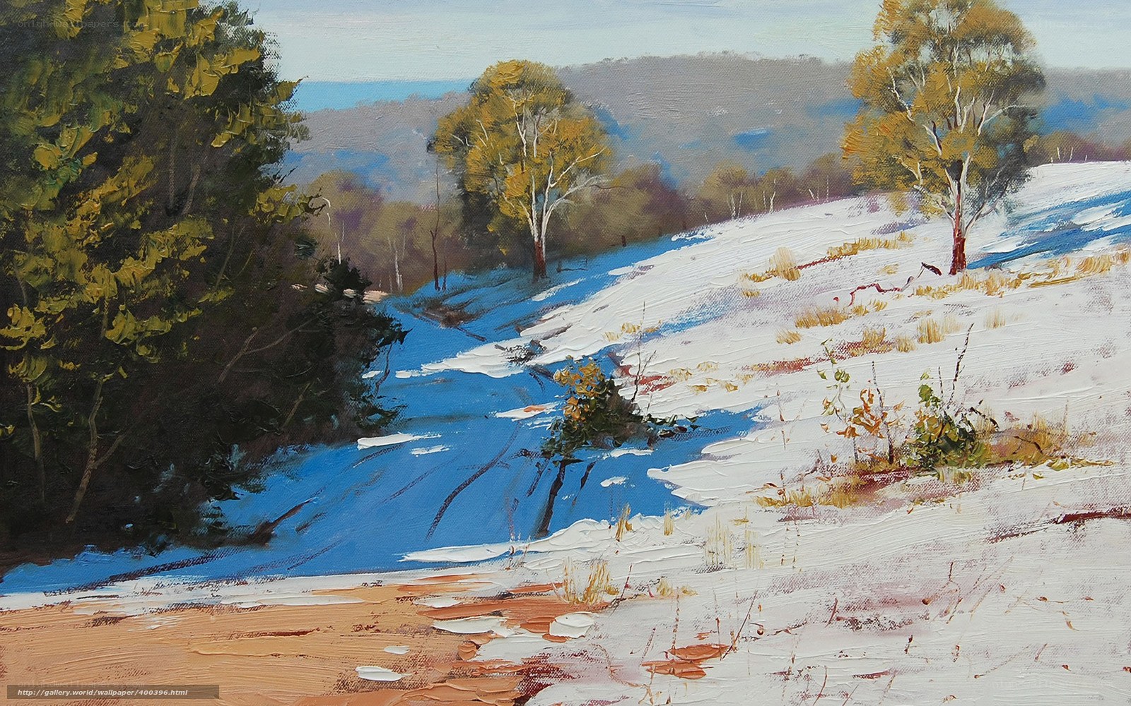 Snowy landscape painting