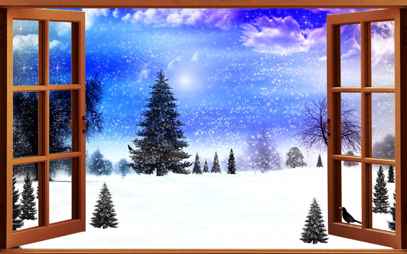 Snowy Landscape View — Blue