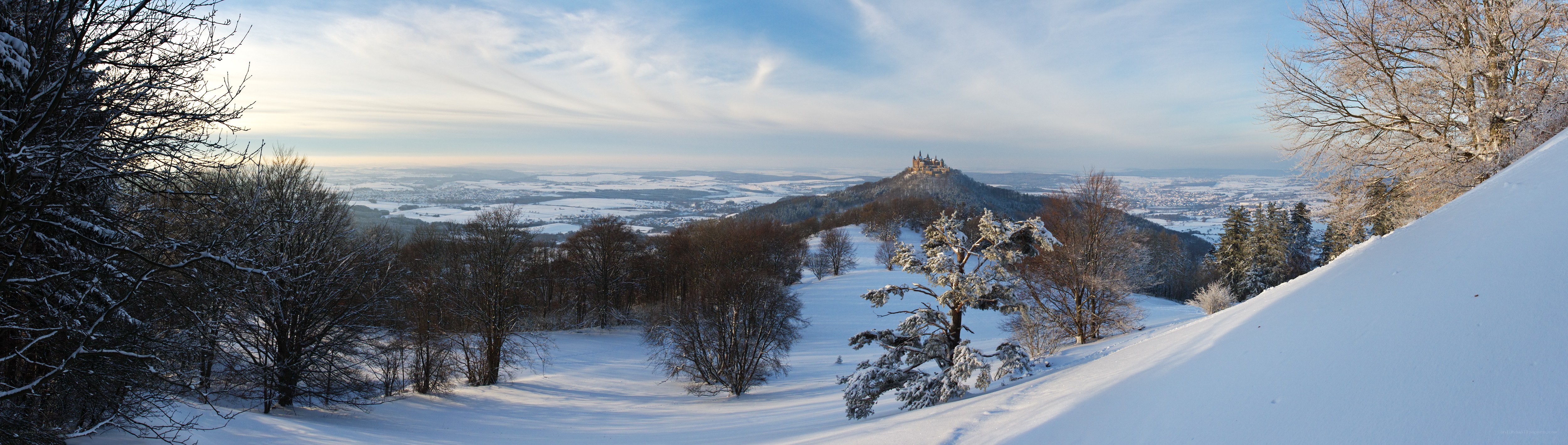 Snowy landscape with castle