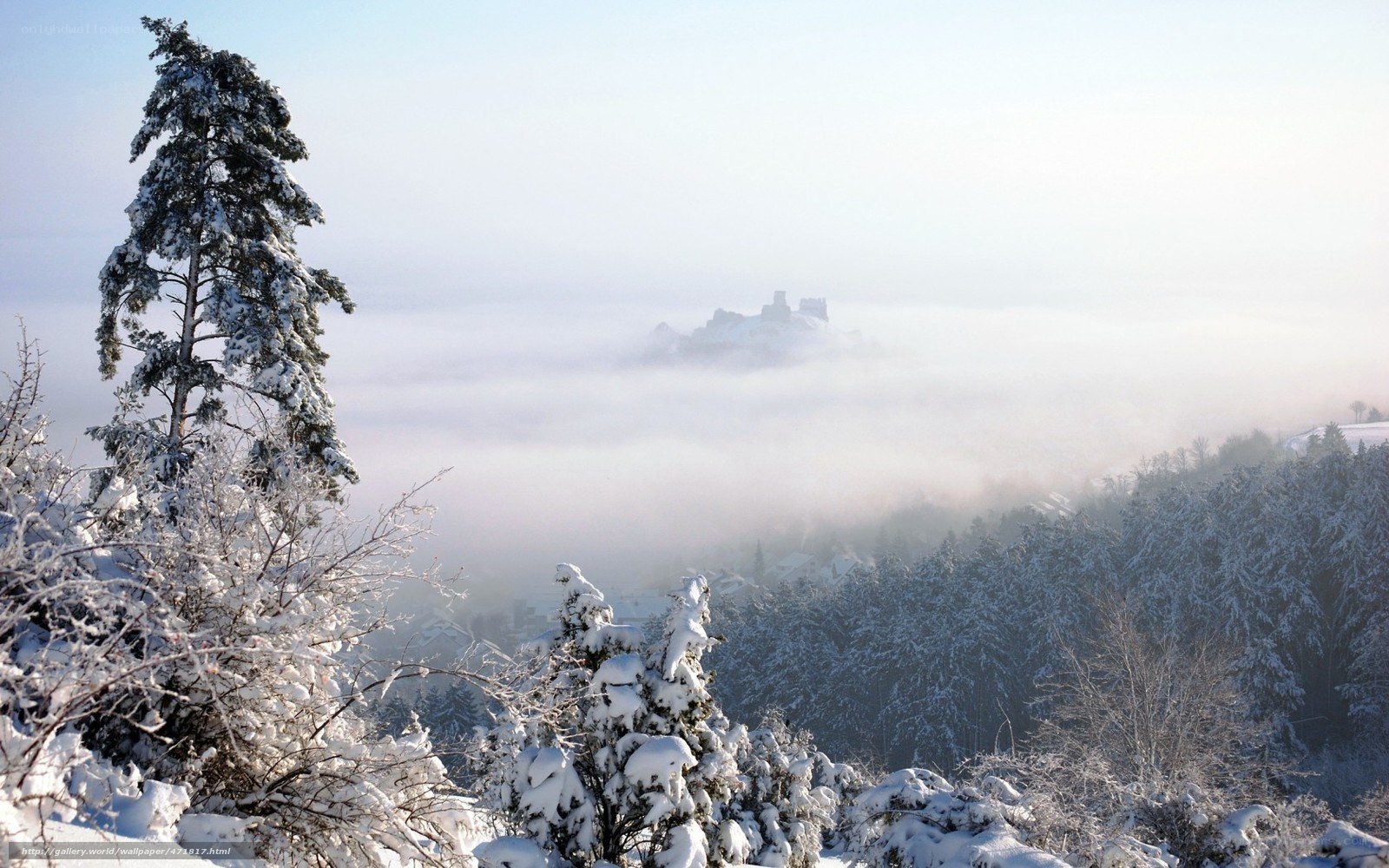 Snowy landscape with castle