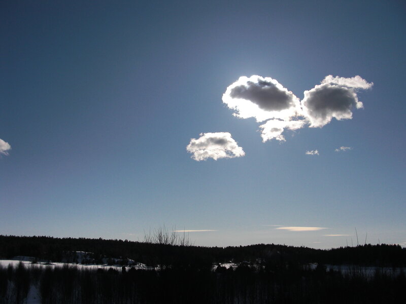 Snowy Landscape with Clouds — Blue