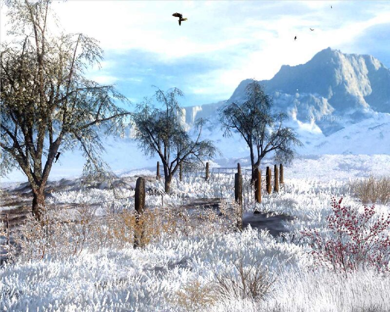 snowy landscape with mountains